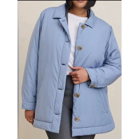 torrid Jackets & Blazers - Torrid 2 Plus Size‎ Blue Poly Fill Lightweight Shacket Jacket 2x 18-20 NWT